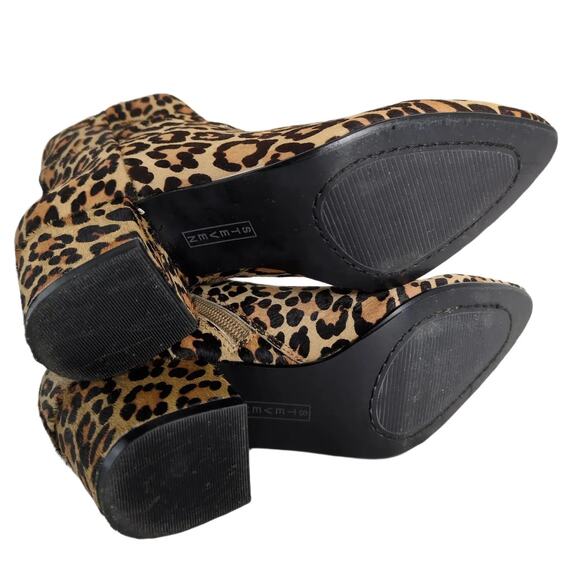 Steven Steve Madden Size 6 Wes Leopard Print Calf Hair Leather Booties Ankle Zip - Picture 4 of 8